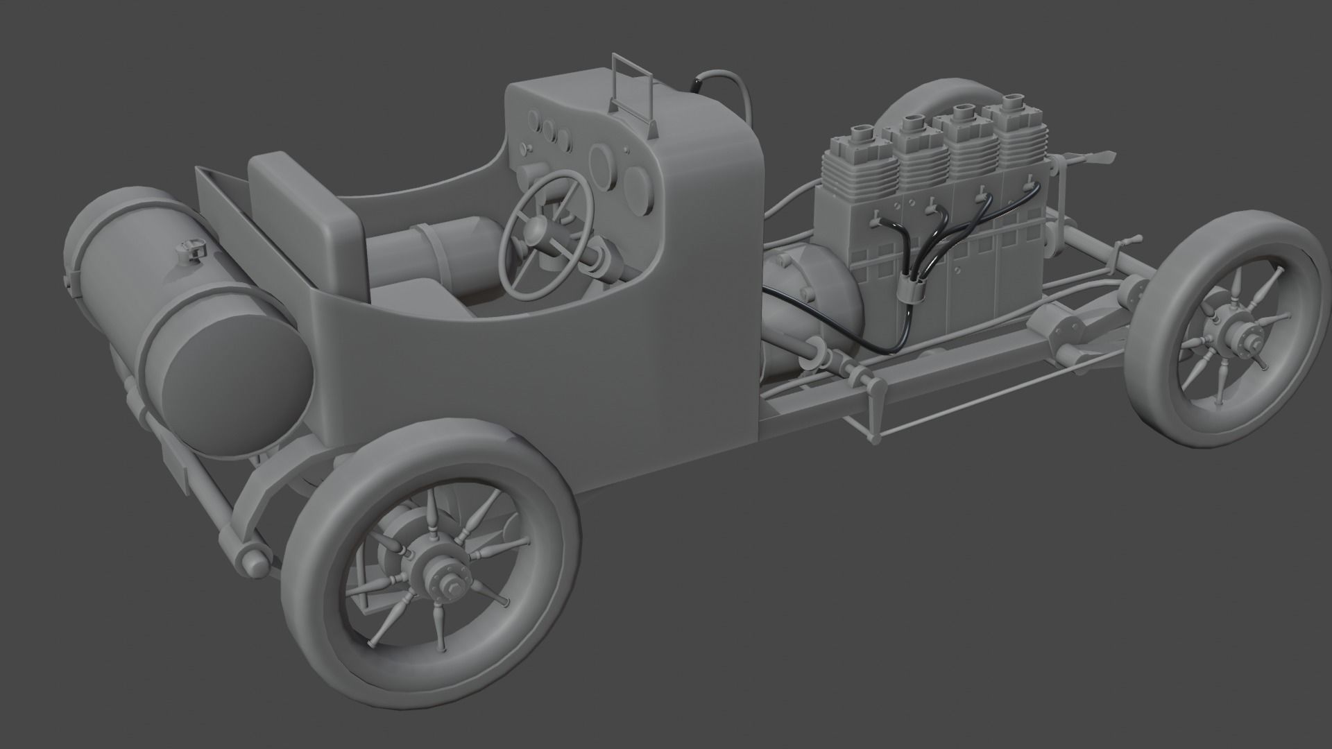 Old Vintage Racing Car 3D Model Made With Blender 3D model_5