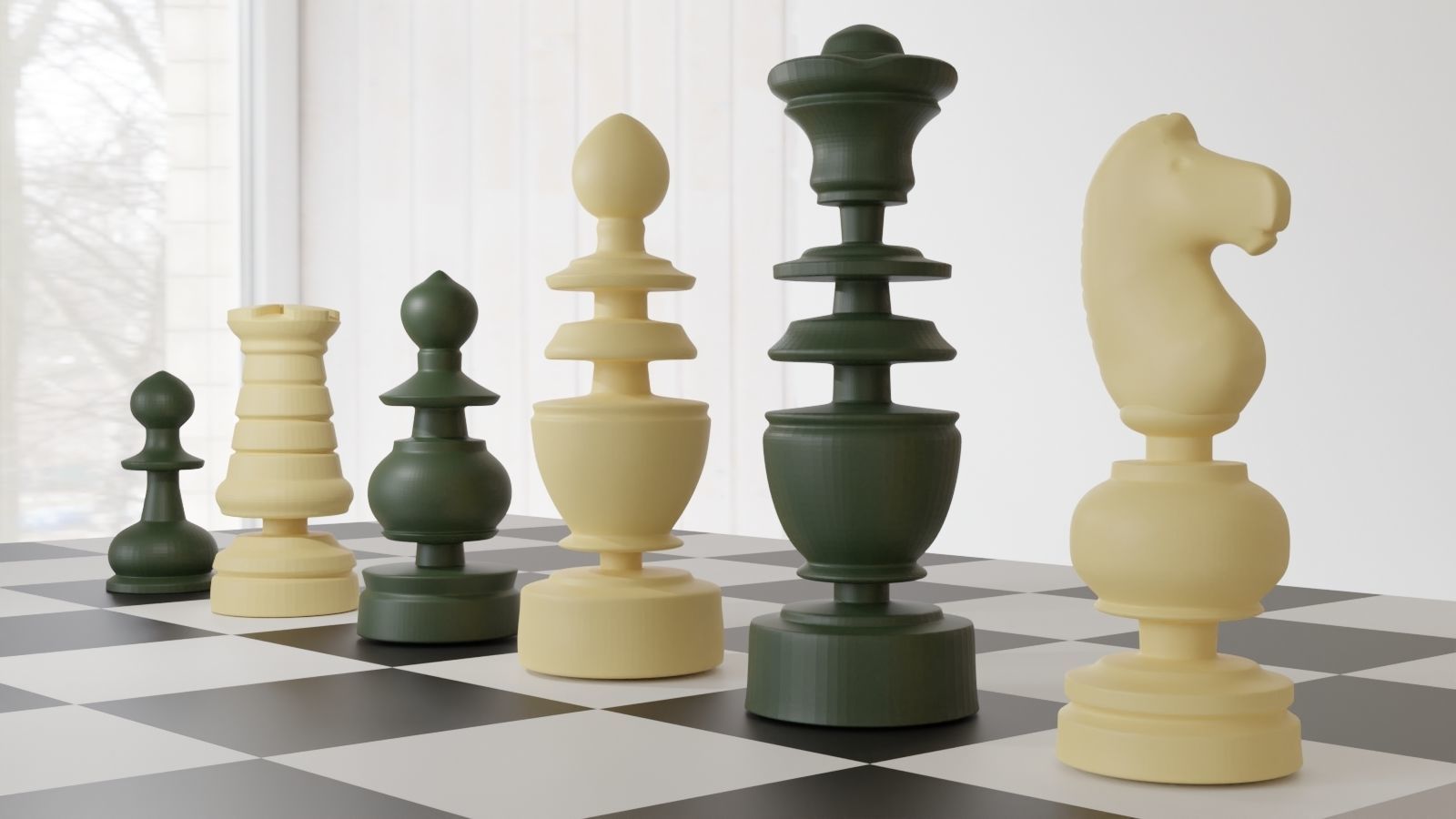 French Style Chess Set Pieces 3D Print Model 3D print model_2