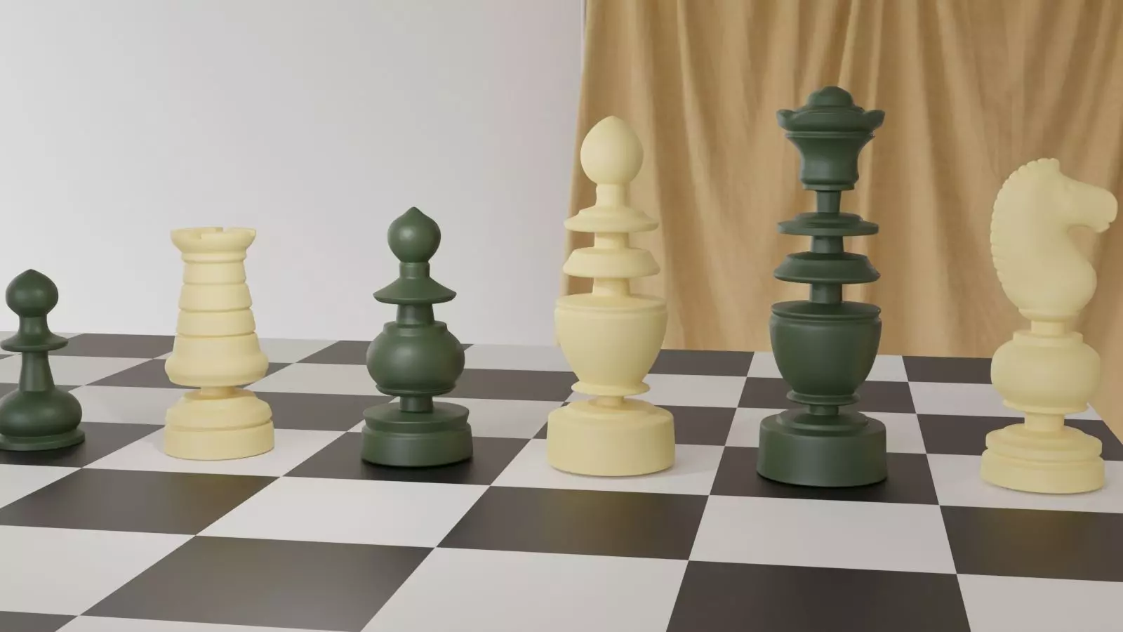 French Style Chess Set Pieces 3D Print Model 3D print model_0