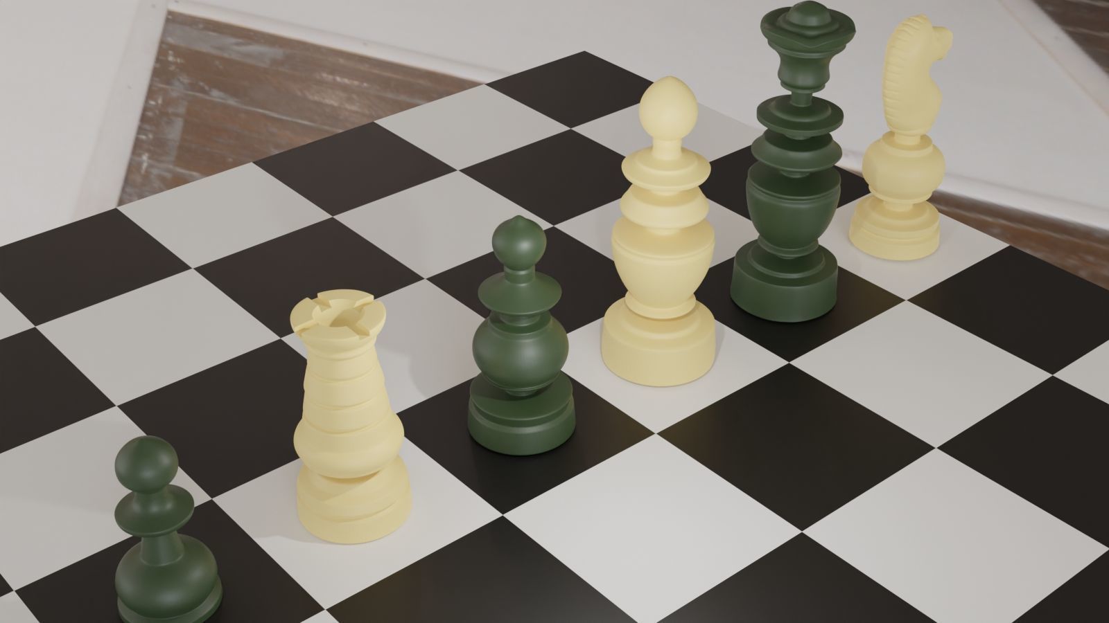 French Style Chess Set Pieces 3D Print Model 3D print model_5