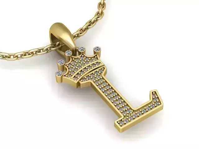 Alphabet L Diamond Pendant 3d printable Model 3D print model
