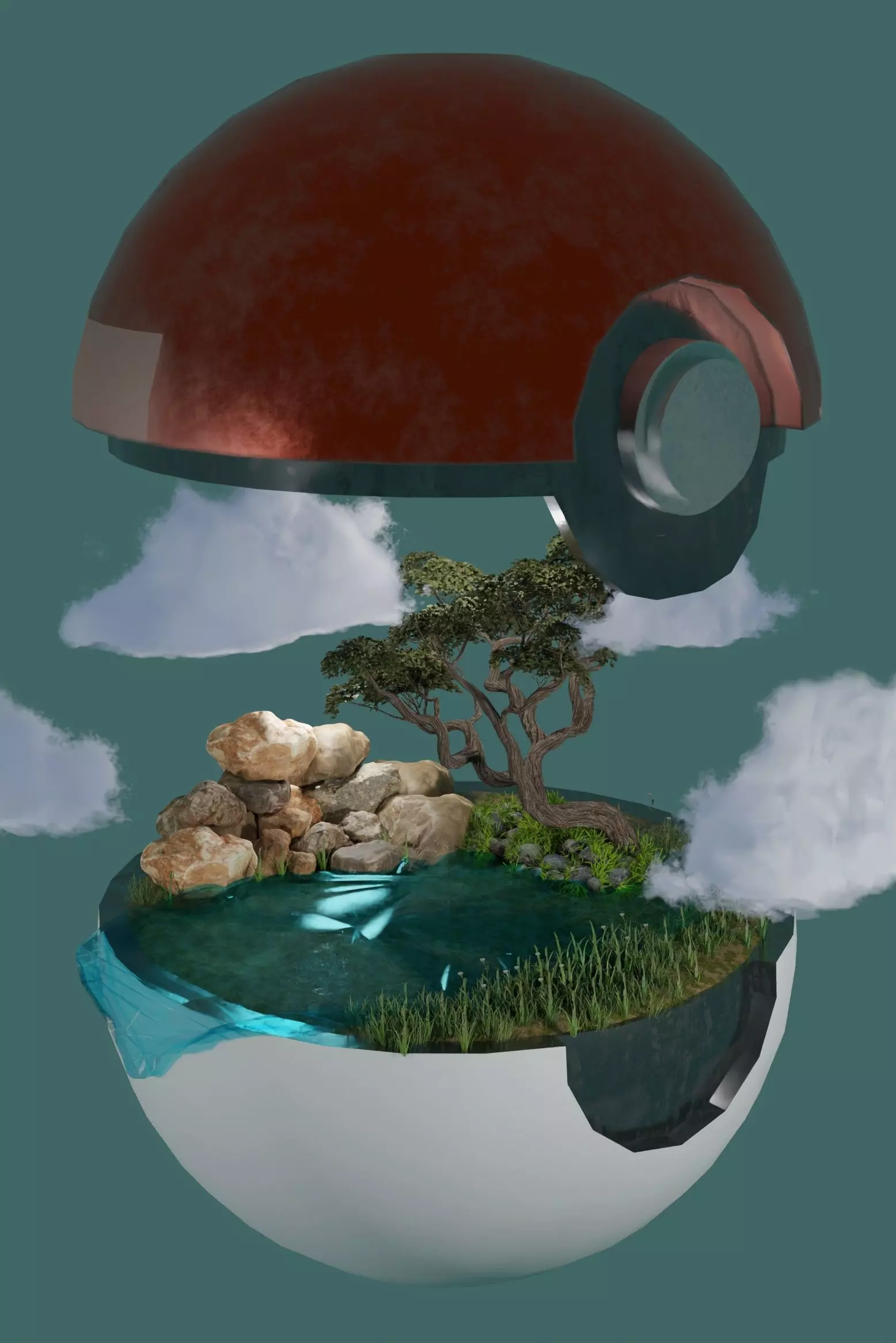 Poke Ball Made With Blender 3D 3D model
