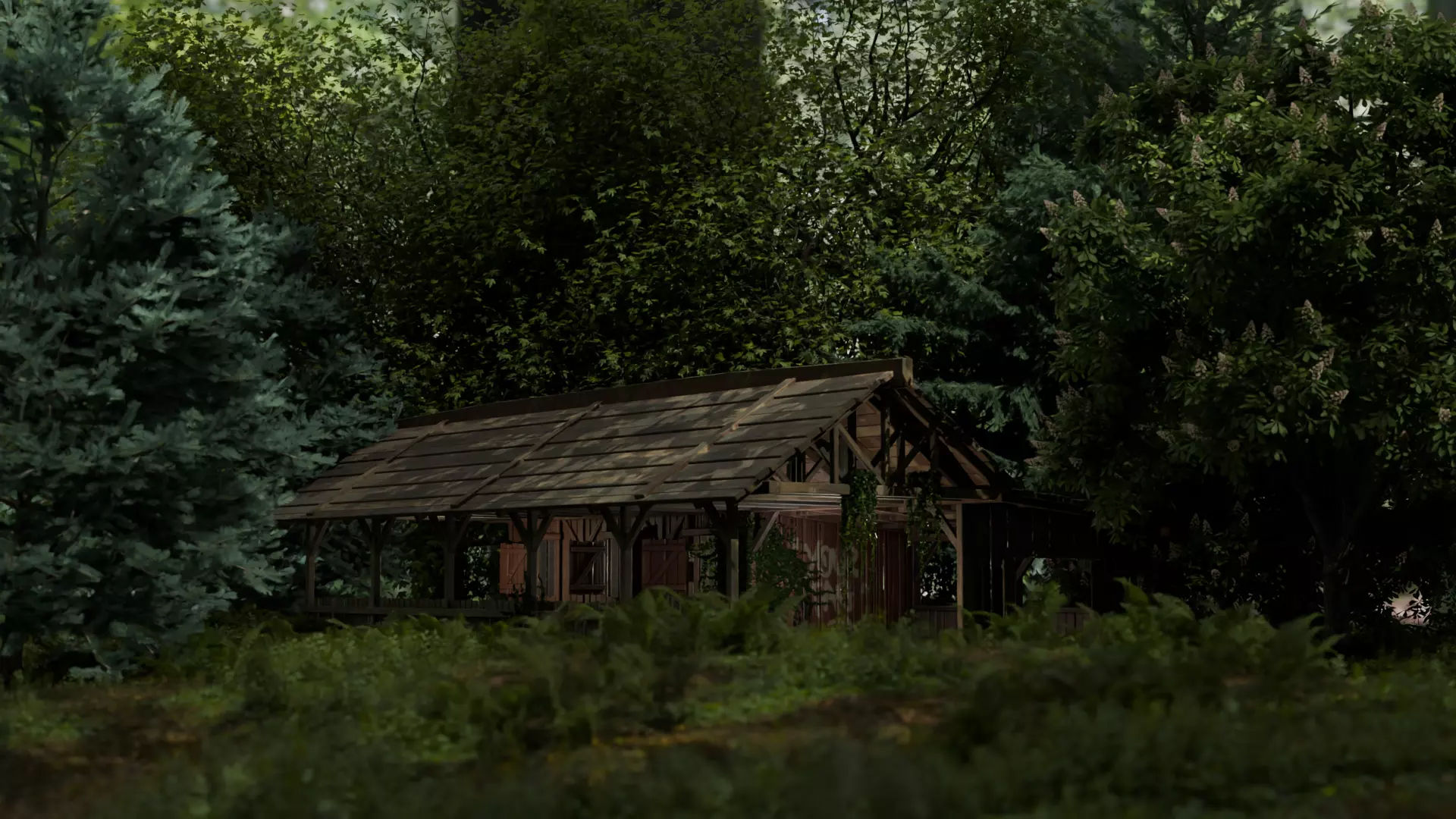 Cinematic Forest scene  model and rendered in blender 3D model_0