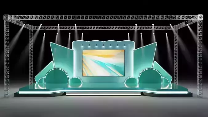 Entertainment Concert Event Stage 3D Model with Lights