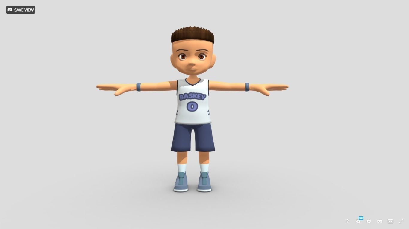 Sports Basket ball Player Boy Low-poly 3D model