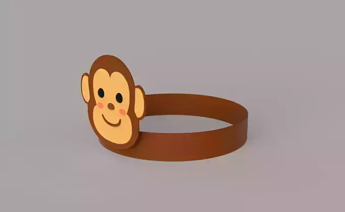 Paper Monkey Headband Low-poly 3D model