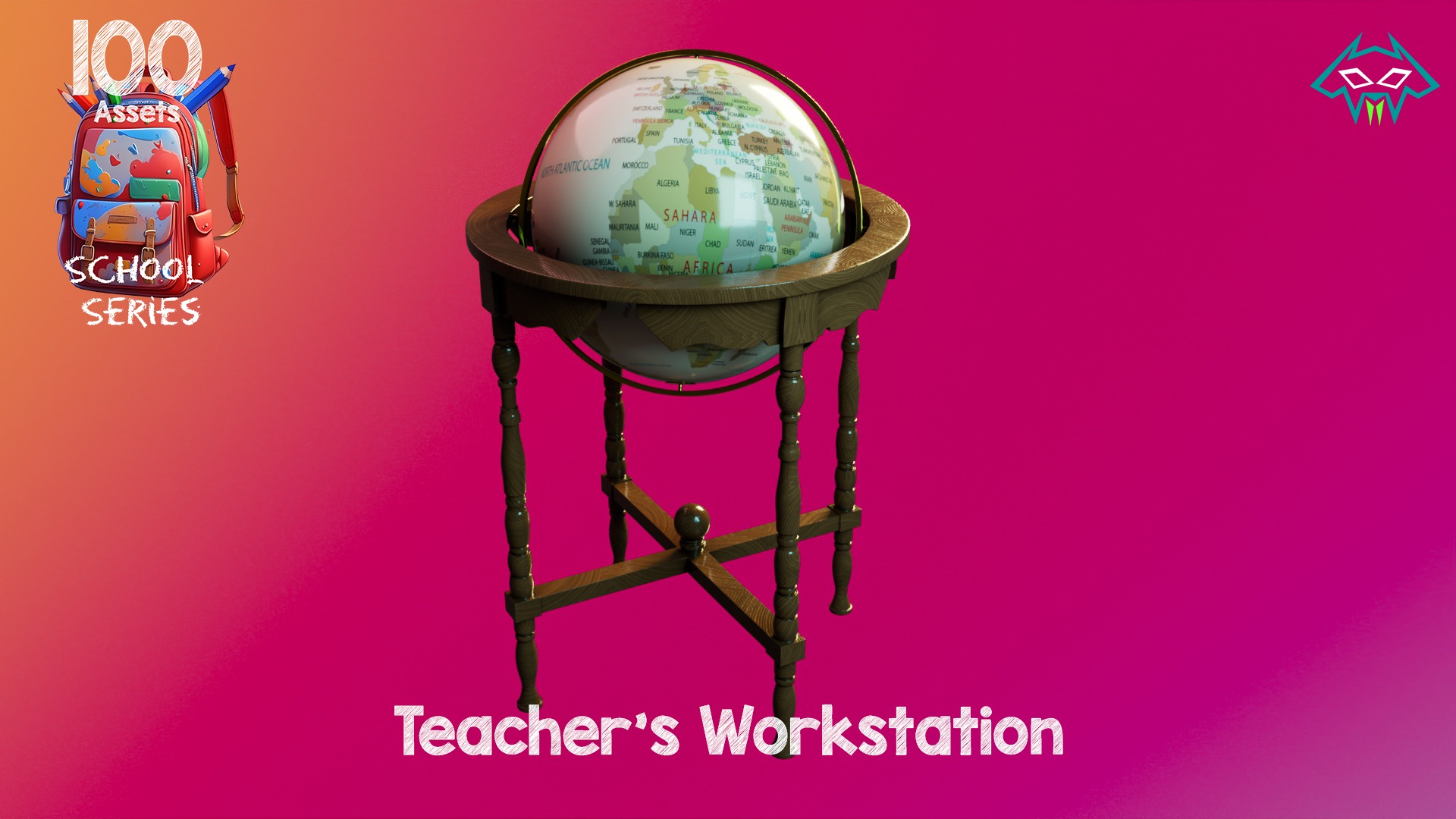 Teachers Workstation - 100 Assets - School Series Low-poly 3D model_7