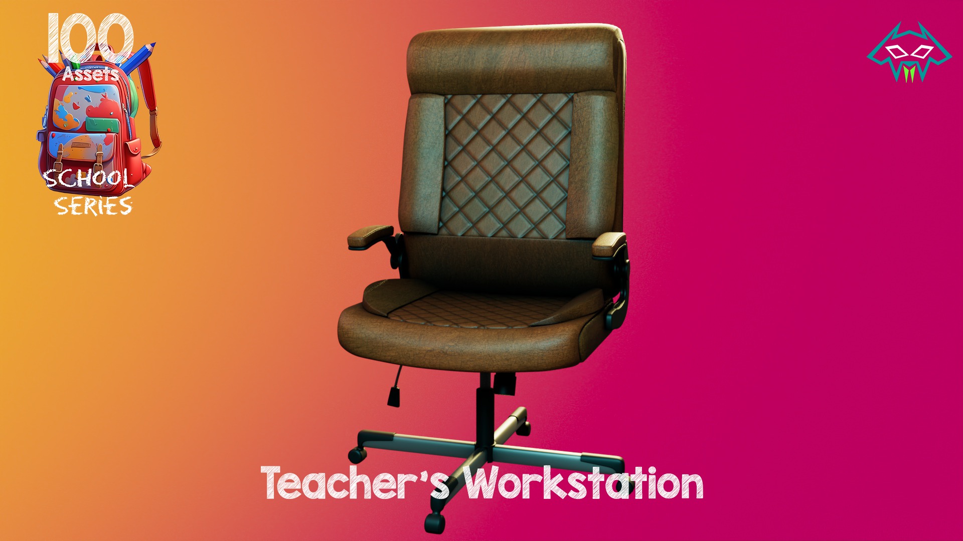 Teachers Workstation - 100 Assets - School Series Low-poly 3D model_3