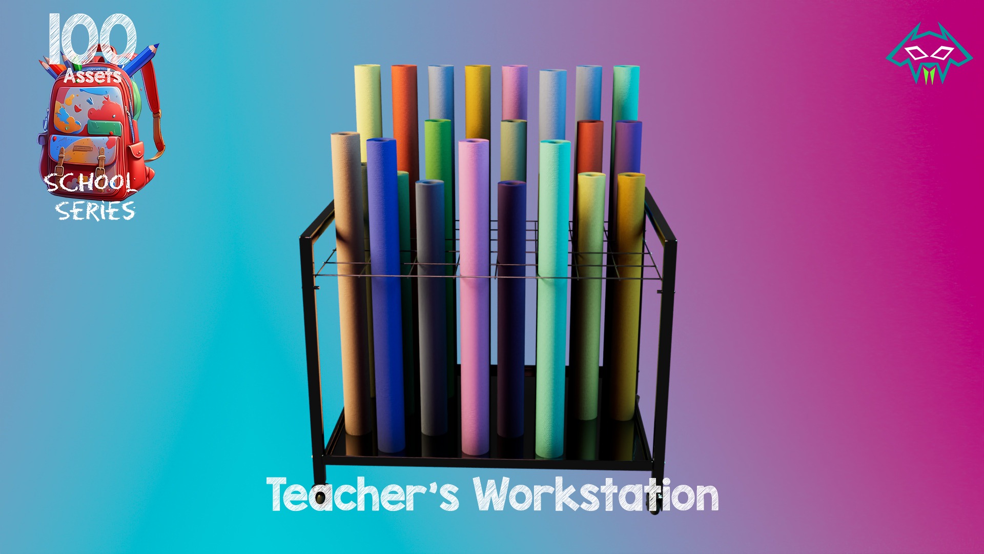 Teachers Workstation - 100 Assets - School Series Low-poly 3D model_6