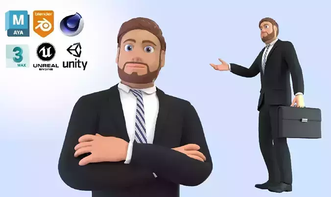 Business Man 3d Character Low-poly 3D model