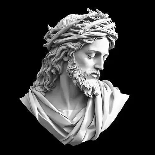 Realistic Jesus Christ Bust with Serene Features 