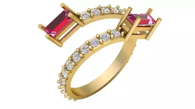 Stylish Engagement Diamond Ring 3d Printable Model