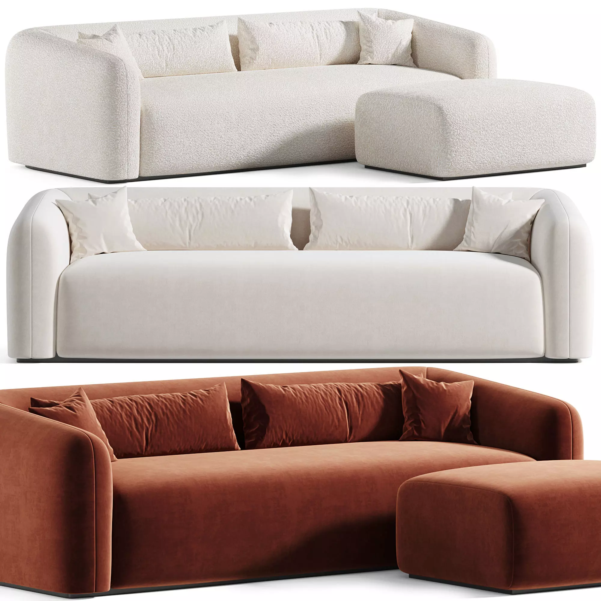Mitchell sofa with ottoman 3D model_0