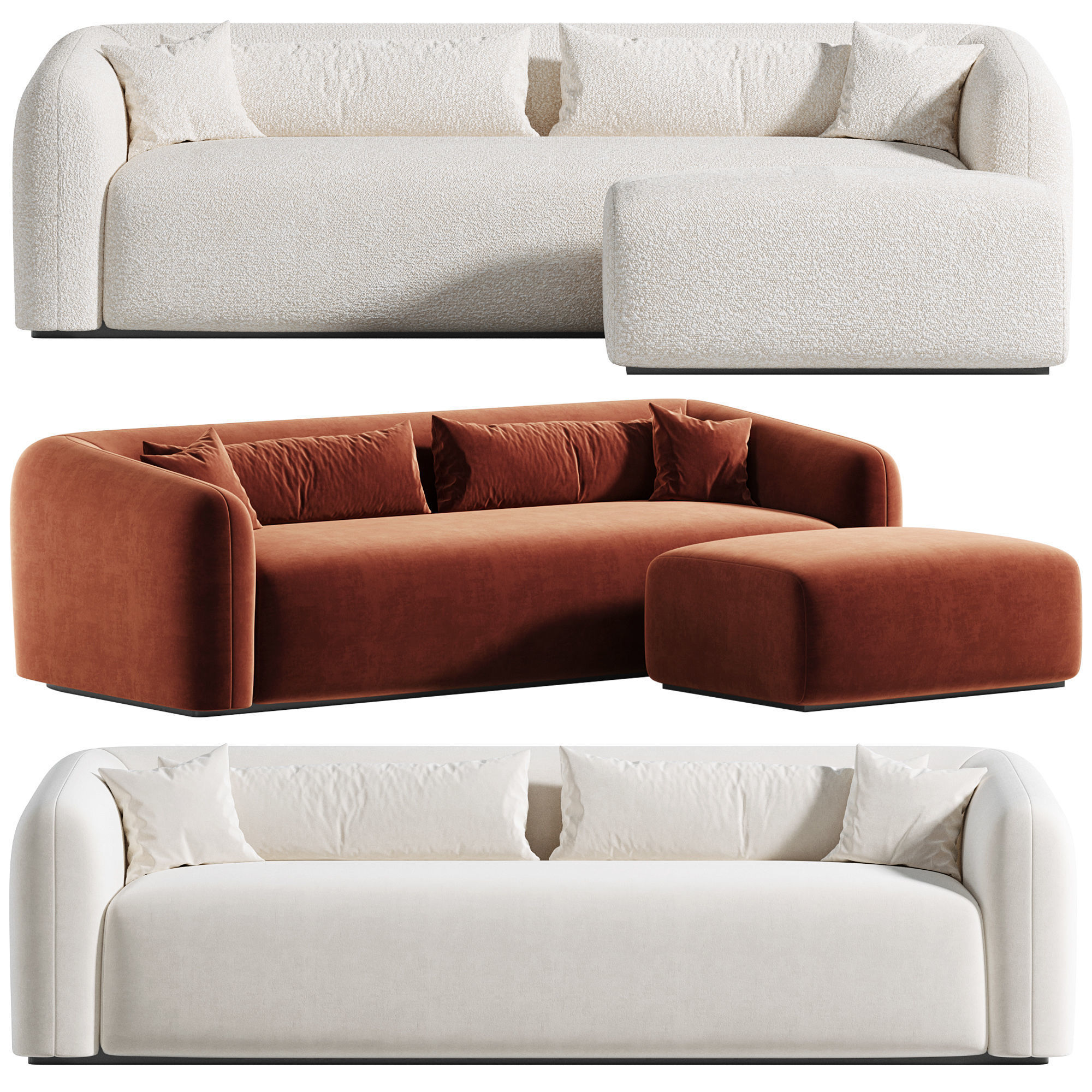 Mitchell sofa with ottoman 3D model_1