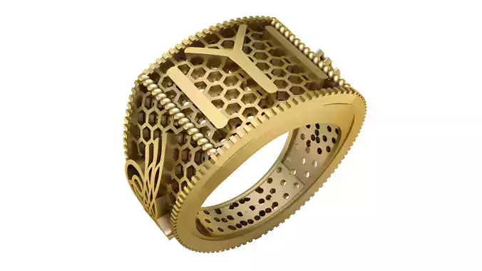 Hip Hop Men Fashion Alphabet M Y Ring 3d Printable Model