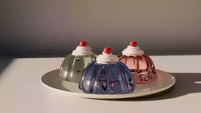 Jelly Dessert with Cream topping with Sprinkles and Cherry