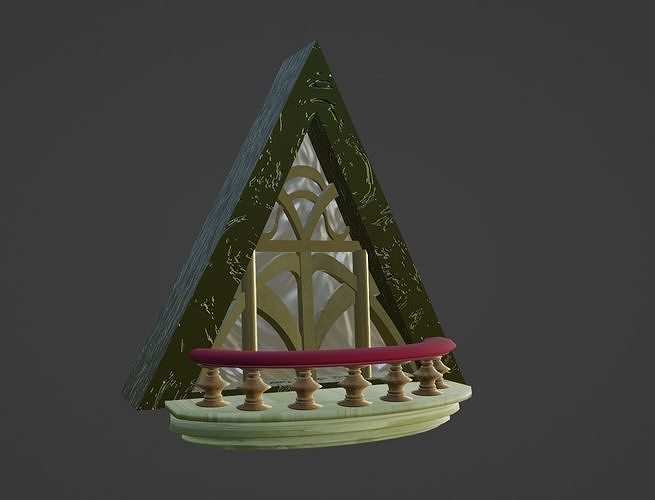 Blender Window Balcony Fantasy Classic Art Nouveau Traditional Low-poly 3D model
