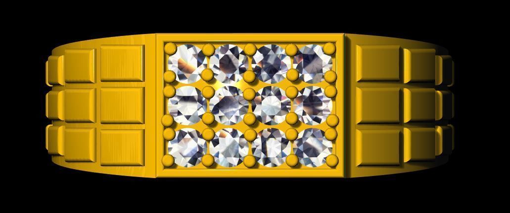 Gents Cluster Ring 3dm file 3D print model_3