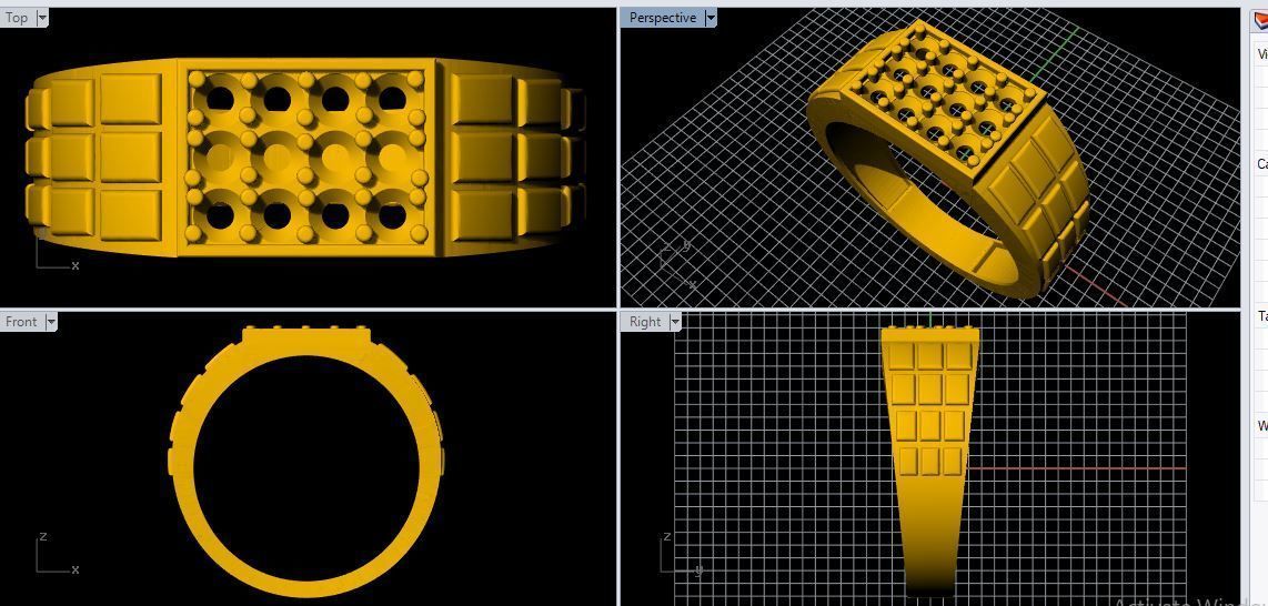 Gents Cluster Ring 3dm file 3D print model_1