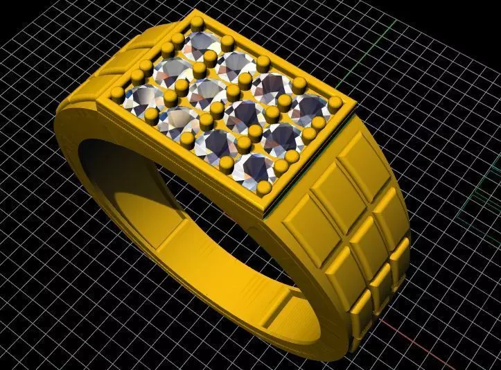 Gents Cluster Ring 3dm file 3D print model_0