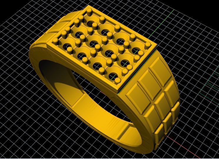 Gents Cluster Ring 3dm file 3D print model_5