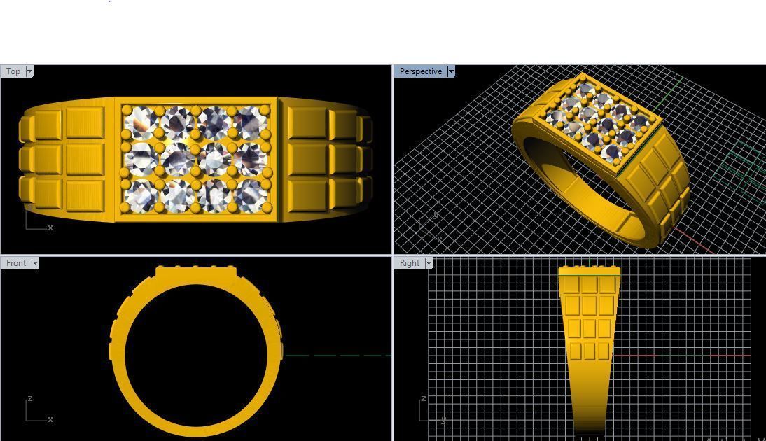 Gents Cluster Ring 3dm file 3D print model_2