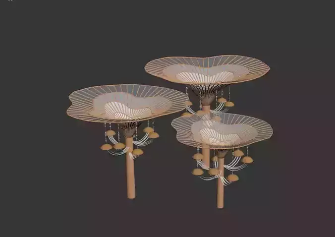 Pavillon shade jellyfish Low-poly 3D model