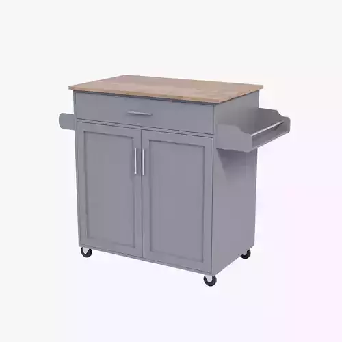 Wooden Kitchen Island Counter with Wheels