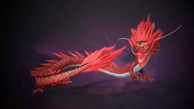 Chinese dragon loong Low-poly 3D model