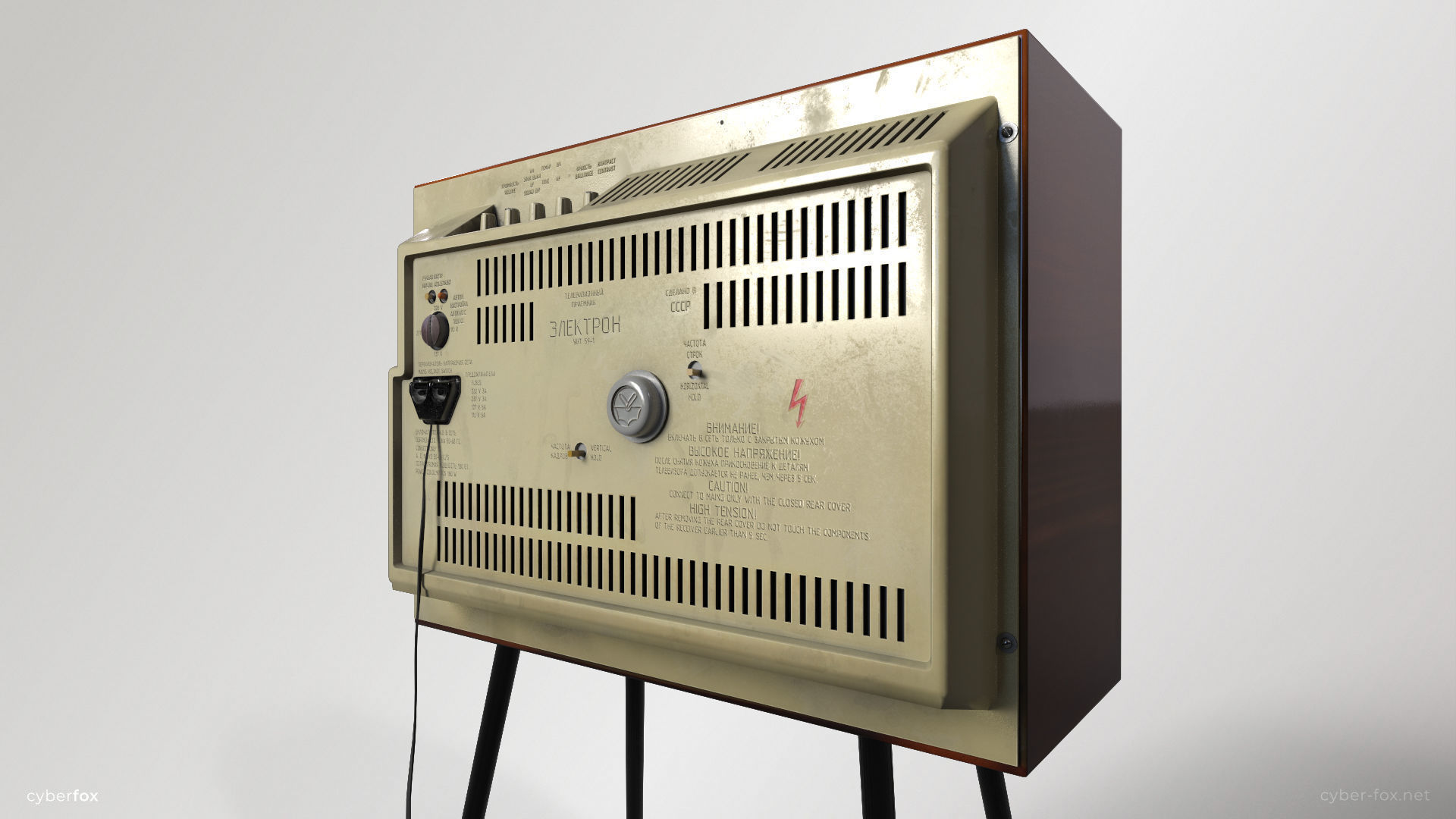 Vintage TV Electron Low-poly 3D model_7