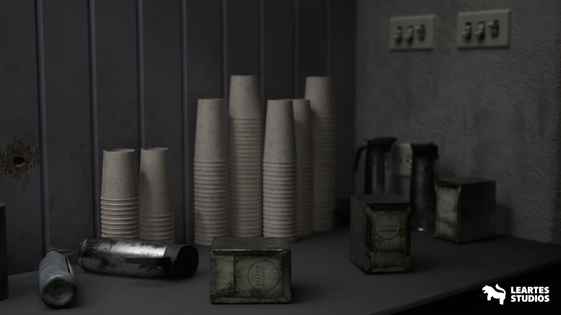Post Apocalyptic Coffee Shop Low-poly 3D model_12