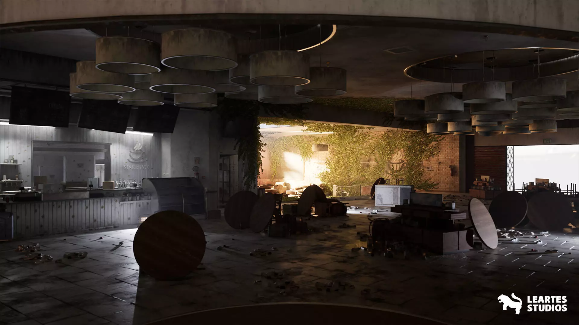 Post Apocalyptic Coffee Shop Low-poly 3D model_0