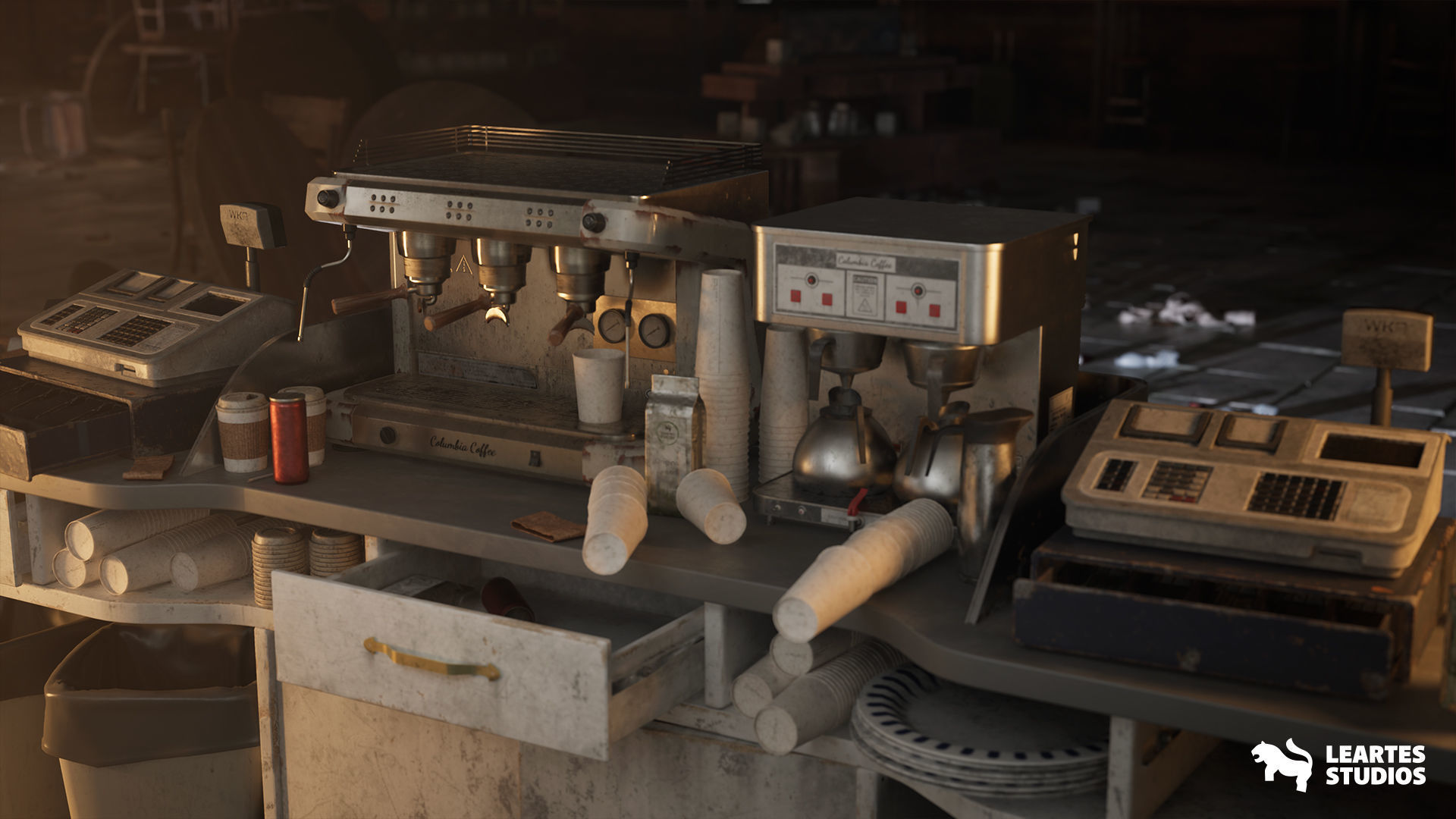 Post Apocalyptic Coffee Shop Low-poly 3D model_11