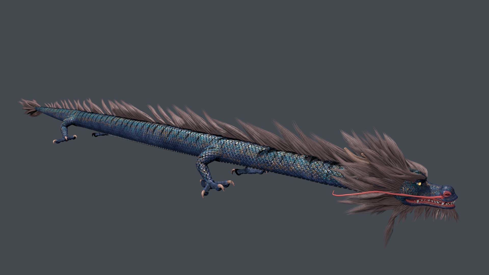 Chinese dragon loong Low-poly 3D model_9