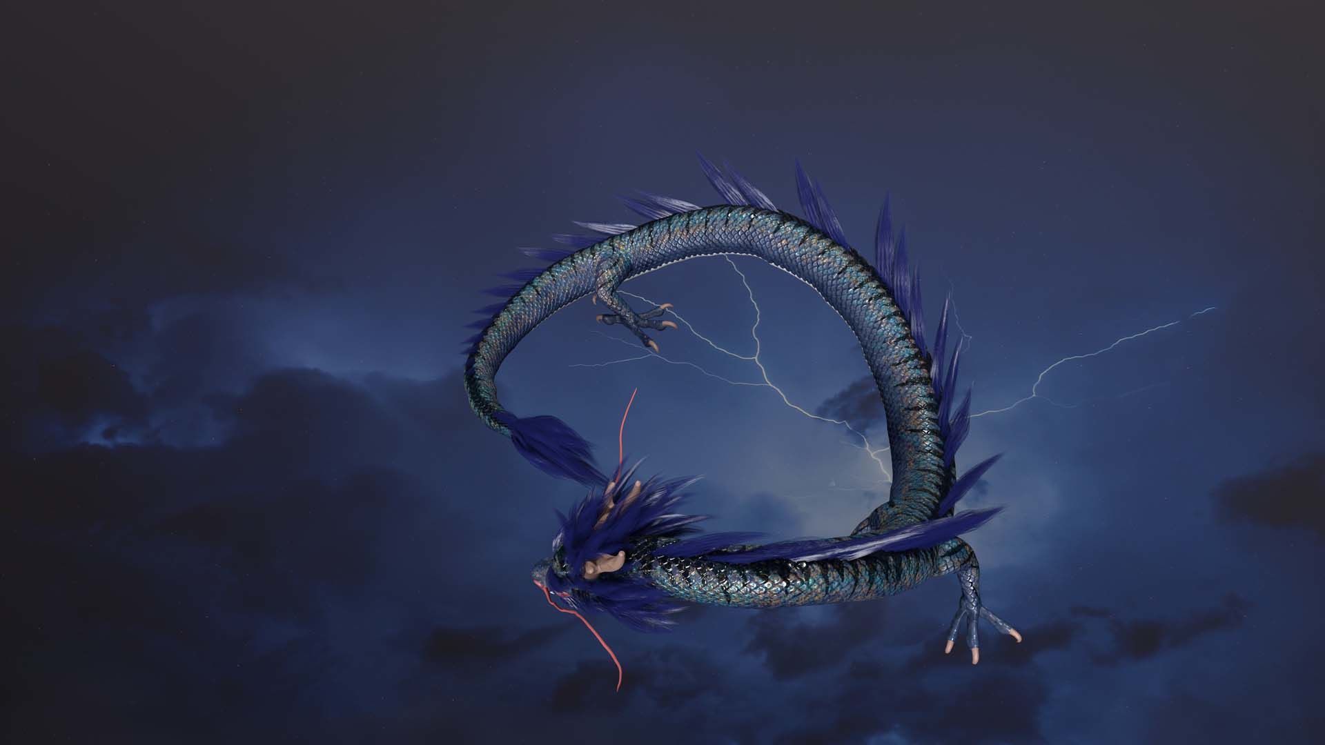 Chinese dragon loong Low-poly 3D model_7