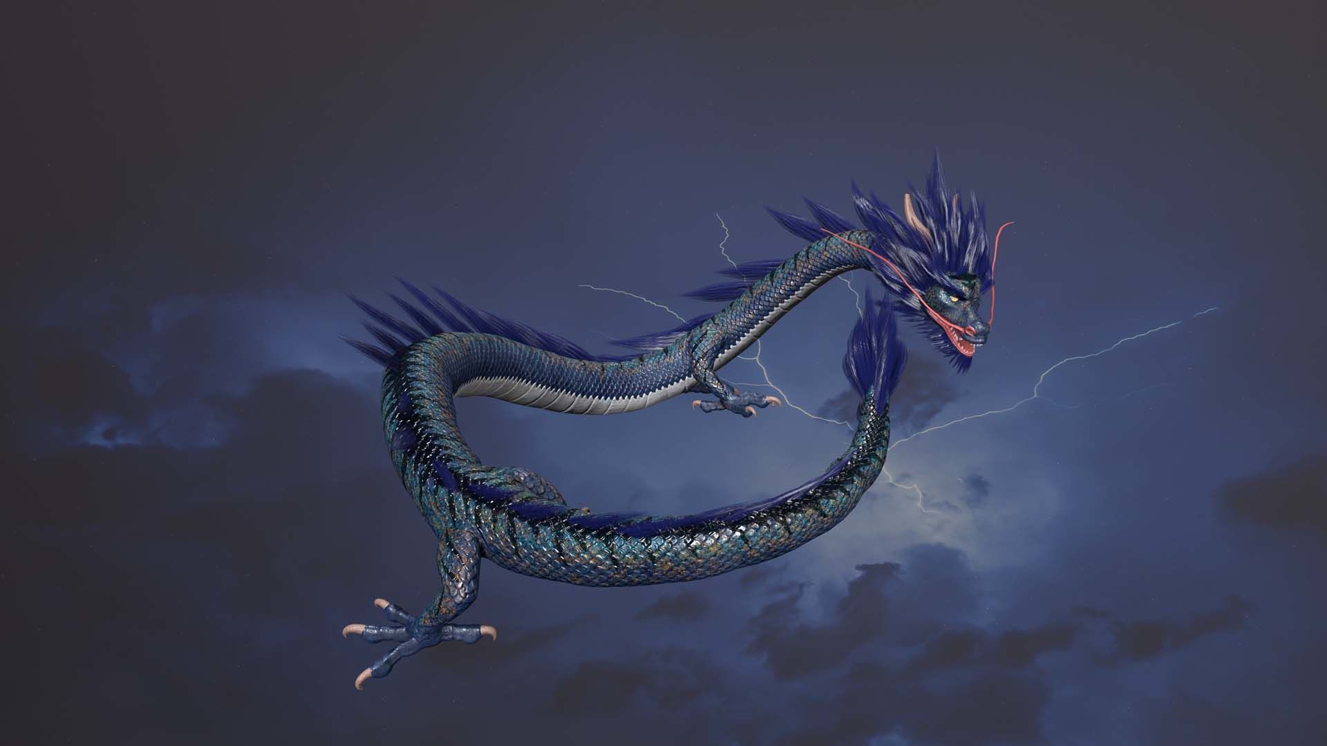 Chinese dragon loong Low-poly 3D model_3