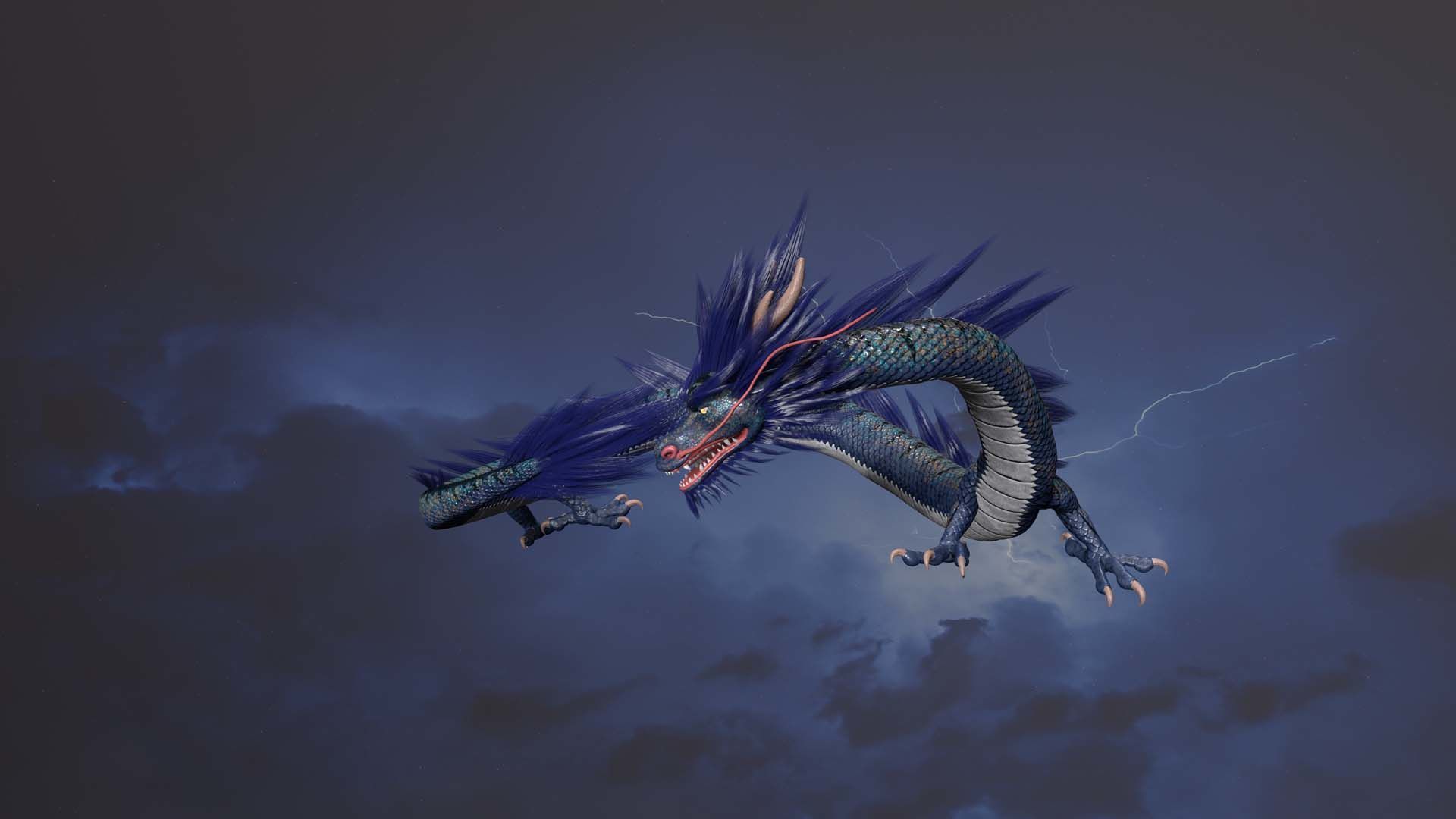 Chinese dragon loong Low-poly 3D model_4