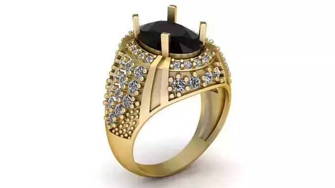 Hip Hop Men Fashion Diamond Ring 3d Printable Model