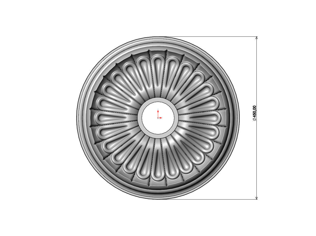 Carved leaf pattern classic 450mm medallion rosette relief 3D print model_6