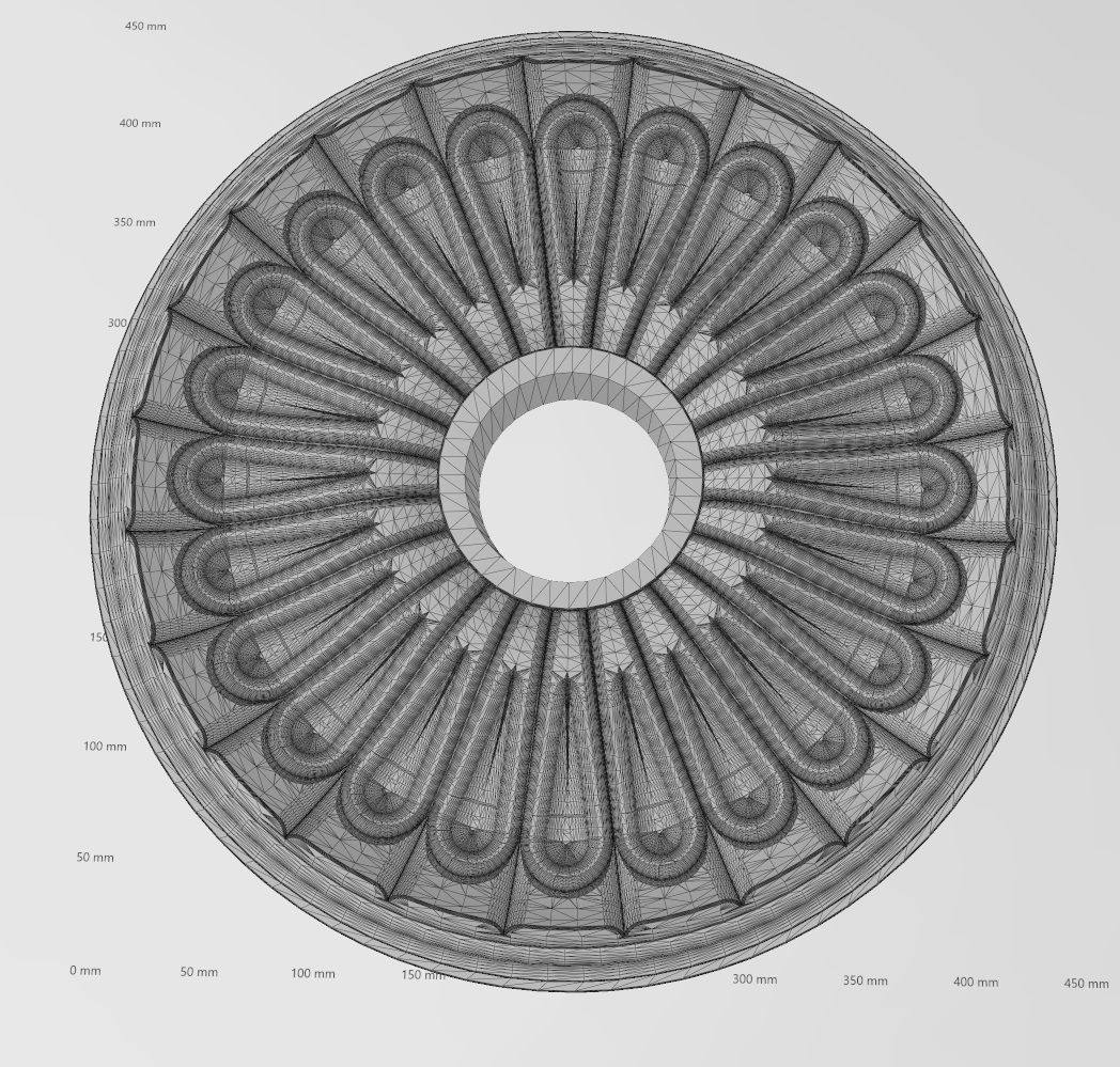 Carved leaf pattern classic 450mm medallion rosette relief 3D print model_16