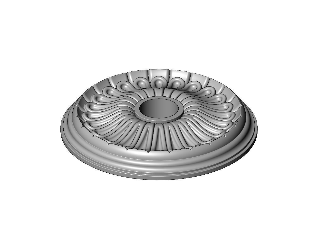 Carved leaf pattern classic 450mm medallion rosette relief 3D print model_2