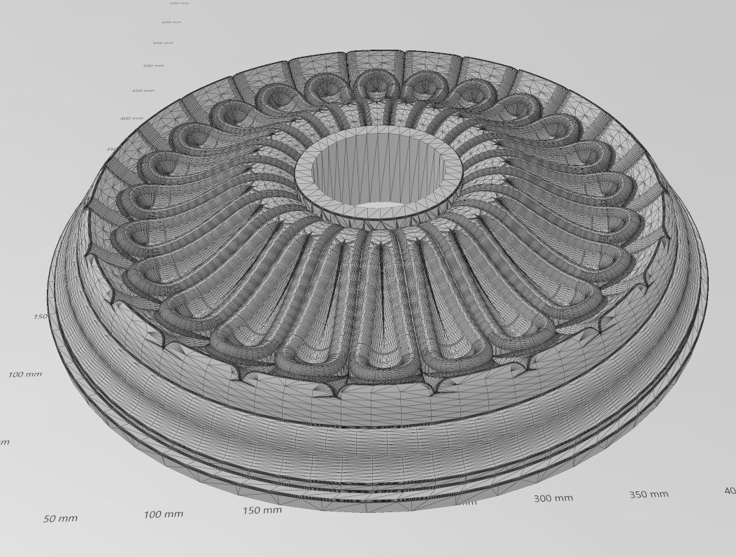 Carved leaf pattern classic 450mm medallion rosette relief 3D print model_17