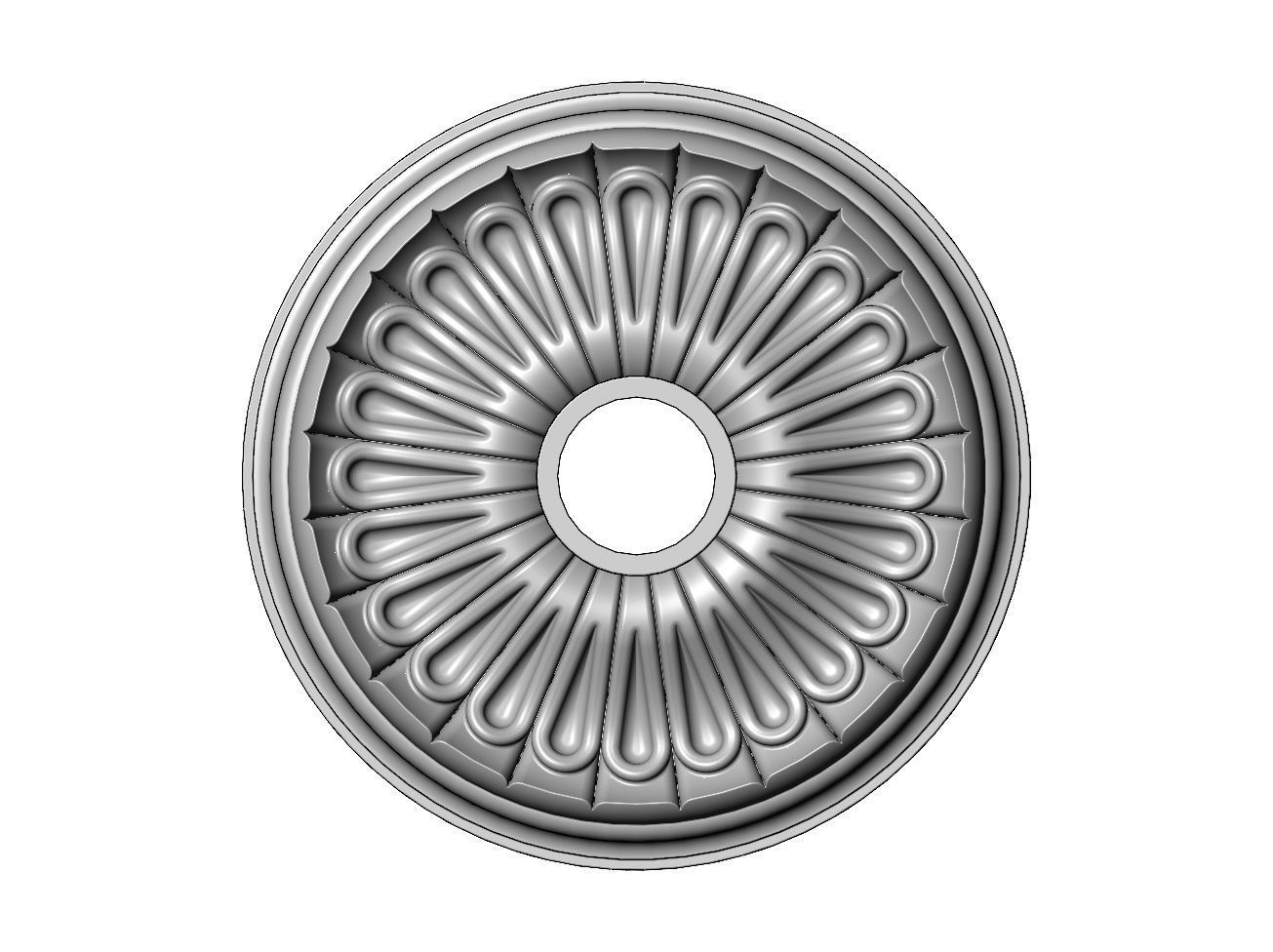Carved leaf pattern classic 450mm medallion rosette relief 3D print model_1