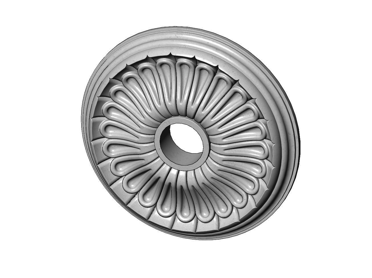 Carved leaf pattern classic 450mm medallion rosette relief 3D print model_9