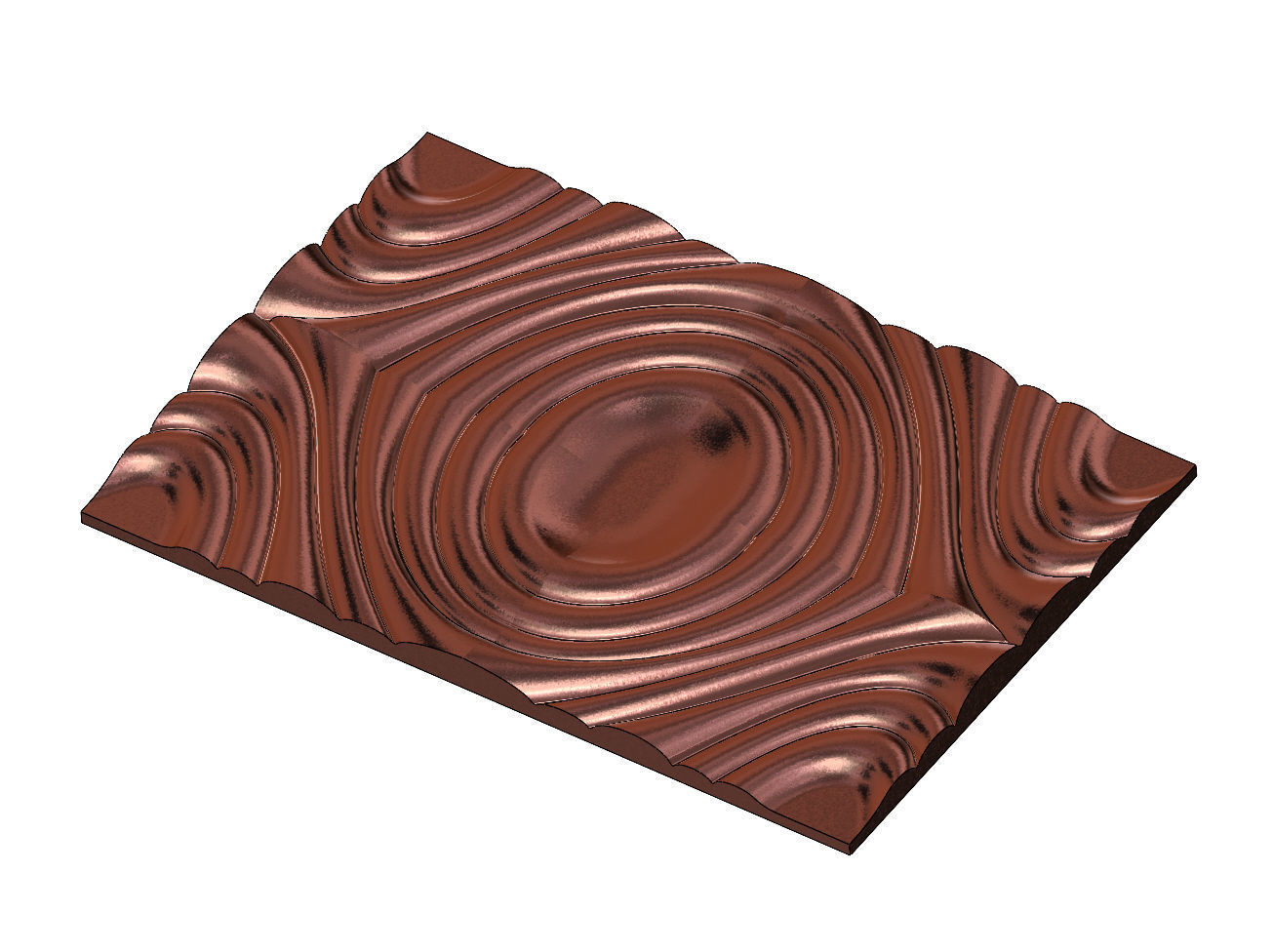 Mirrored organic ripple wall art carving relief sculpture panel 3D print model_14