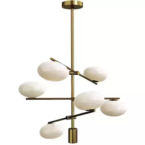 Imperial 6 light brass and opal pendant