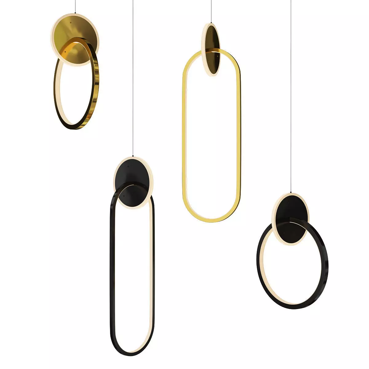 Strip Shape Hanging Light Modern LED Pendant Lamp Low-poly 3D model
