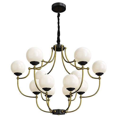 White Ball Valley Arredoluce Chandelier 12 Low-poly 3D model