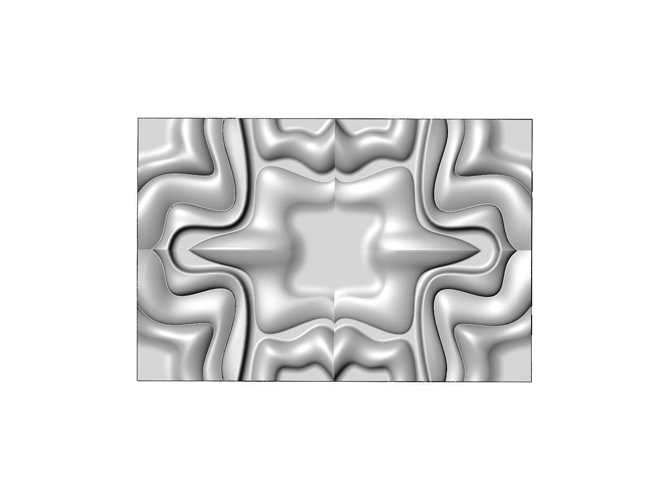 Large mirrored organic wall art panel relief 3D print model_2