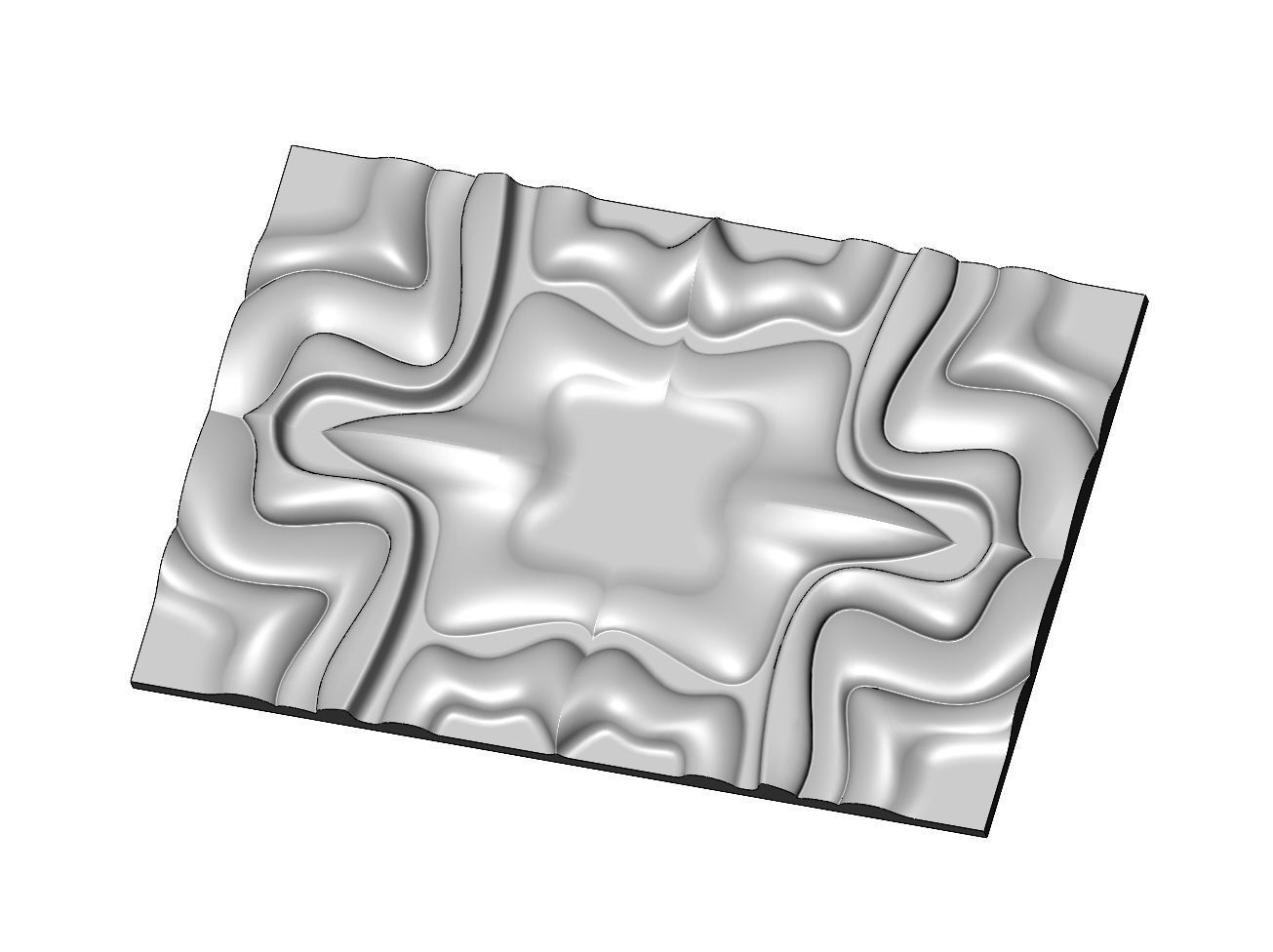 Large mirrored organic wall art panel relief 3D print model_3